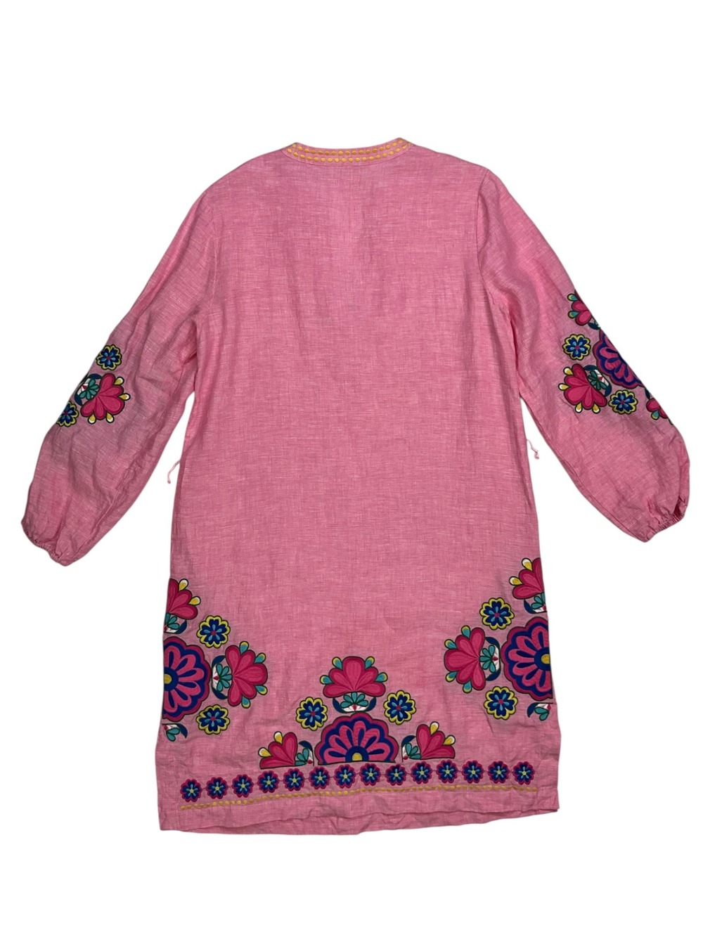 Boden Cleo Linen Dress 12L Pink Floral Embroidered Resortwear MISSING BELT - Picture 15 of 16